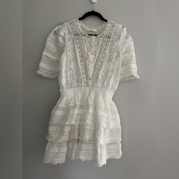 LoveShackFancy Quincy Heritage min dress cottagecore ruffle tiered XS - Picture 7 of 11